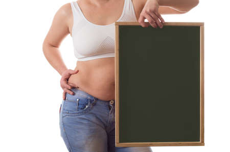Fat woman isolated over white