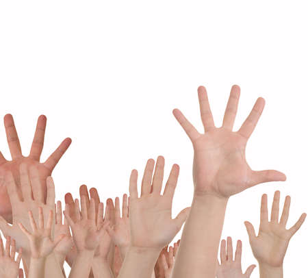Many hands high up