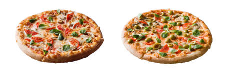 Fresh pizza isolated on white.Setの写真素材