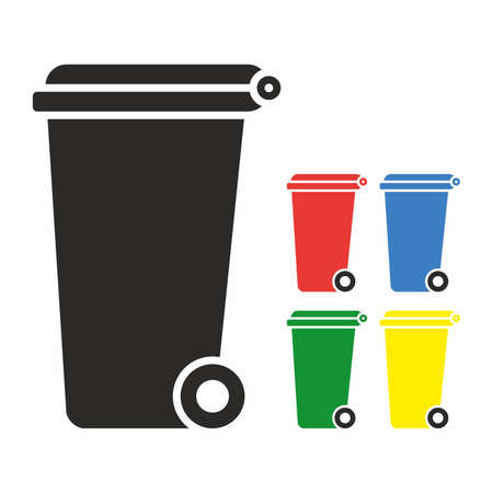 Wheelie Bin icon setのイラスト素材