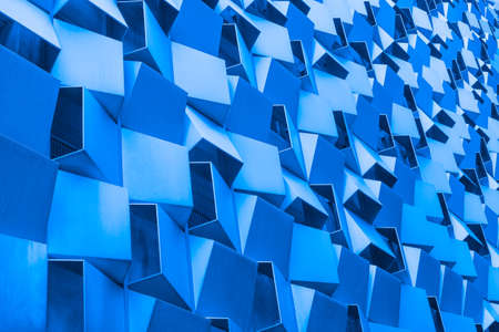 Modern architecture background. Building exterior. Blue background.