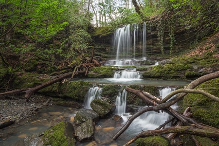 Small falls on Metsket's river in the neighborhood of the city of Sochi.の写真素材