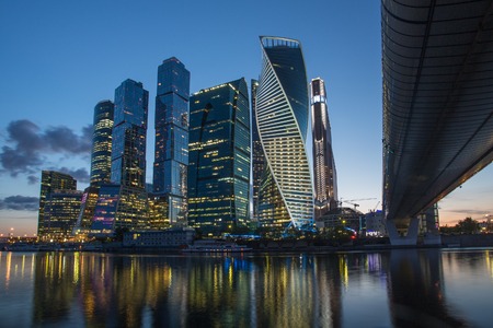 Russia. Night view of the business center "Moscow City". May 25, 2016.のeditorial素材