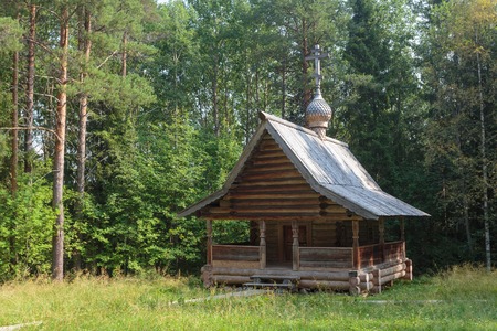 Russia, Arkhangelsk. Museum of wooden architecture "Malye Korely". Ilya prophet's chapel, 18th century. July 25, 2016.のeditorial素材