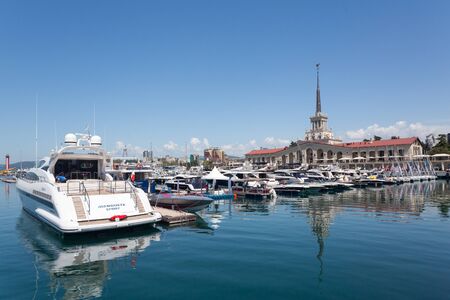 Russia, Sochi. Yachts and boats in port during "Sochi Yacht Show". April 30, 2017.のeditorial素材