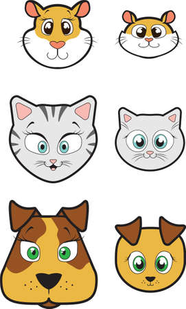 Pets with babies. Hamster, cat, dog. Vector illustrationのイラスト素材