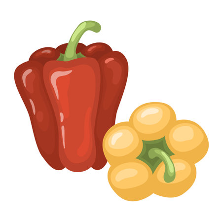 Fresh red pepper vegetable isolated. pepper for farmers market, vegetarian salad recipe design. vector illustration in a flat styleのイラスト素材