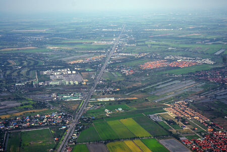 aerial view from a plane on bangkok area