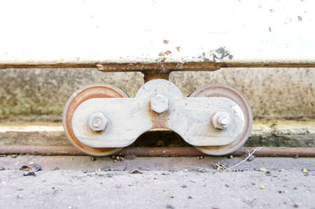 Steel wheels slide, a machine or structure having a wheel as its essential part.の写真素材