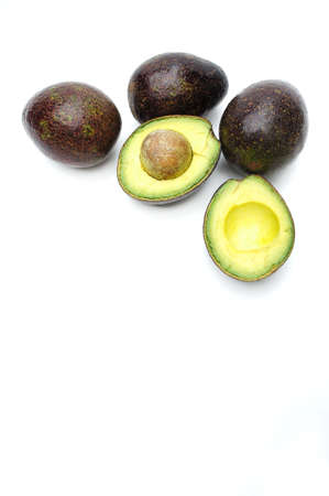 The Avocado on white background , Fruits rich in vitamin E  is good for health.
