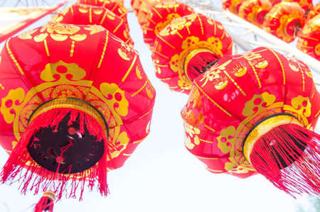 Chinese lanterns are often found in Chinese New Year.の写真素材