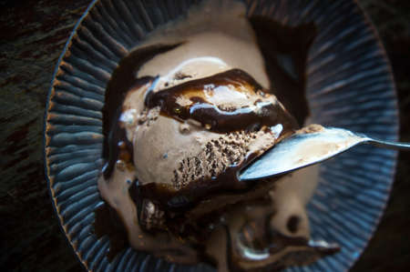 dark icecream, chocolate ice Cream, tasty ice creamの写真素材