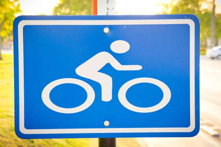 Bicycle sign on the wayの写真素材