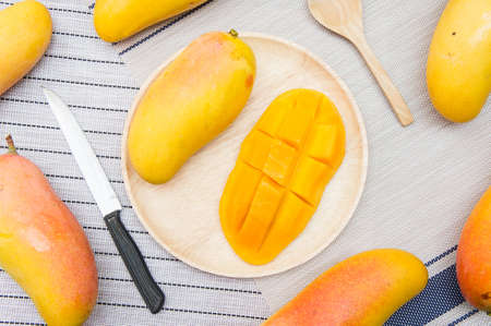 mango fruit on summer , sweet mangoの写真素材