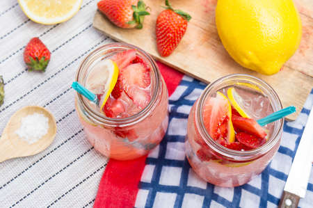 strawberry lemonade juice , soda sweet waterの写真素材
