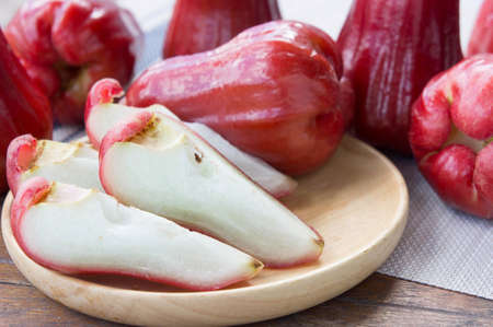 rose apple , Thailand apple fruit flavors of sweet red gloss.  rose apple on background