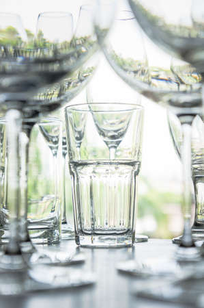 glass in the bar, many glass in the shopの写真素材