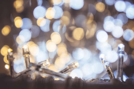 Small Night light bulb LED and bokeh background On the night of the festivalの写真素材