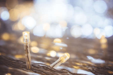 Small Night light bulb LED and bokeh background On the night of the festivalの写真素材