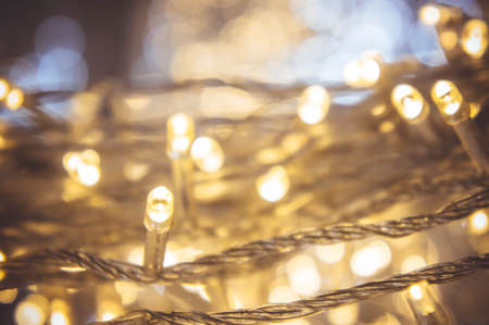 Small Night light bulb LED and bokeh background On the night of the festivalの写真素材