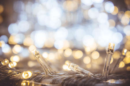 Small Night light bulb LED and bokeh background On the night of the festivalの写真素材