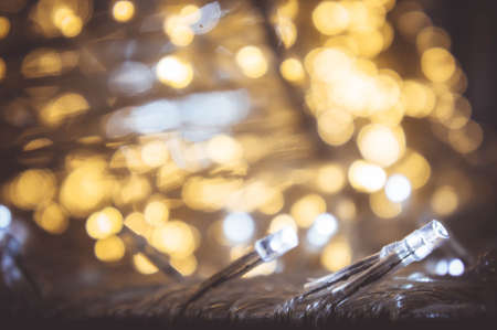 Small Night light bulb LED and bokeh background On the night of the festivalの写真素材