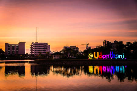 Udonthani Thailand , 2st Dec 2017, Sunlight on the water surface in the park Nong Prajak. In Udon Thani There is a Lanna Landmark name
in Udon Thani.のeditorial素材