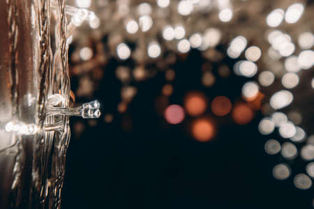 Small Night light bulb LED and bokeh background On the night of the festivalの写真素材