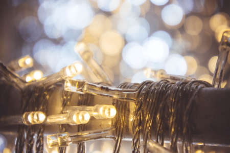 Small Night light bulb LED and bokeh background On the night of the festivalの写真素材