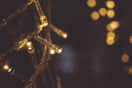 Small Night light bulb LED and bokeh background On the night of the festivalの写真素材