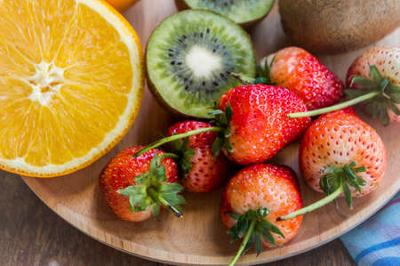 strawberry and fruit group of vitamin for health , tasty fruitの写真素材