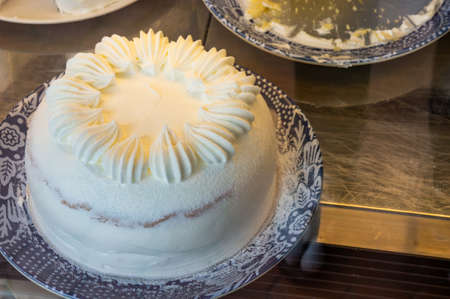 coconut cake dessert on dishの写真素材