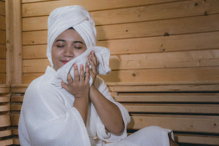 Girl's in the Sauna roomの写真素材