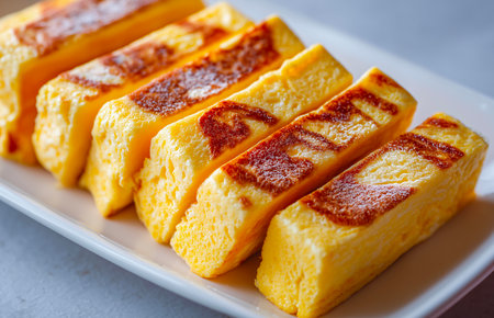 Thai style crepe cake on white plate, Thai dessert.の素材