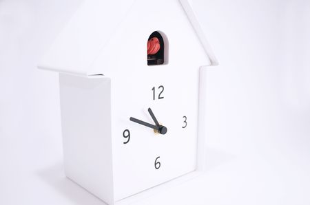 white house cuckoo clock, isolatedの写真素材