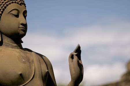 ola buddha in the ancient sukhothai archeolocical parkの写真素材