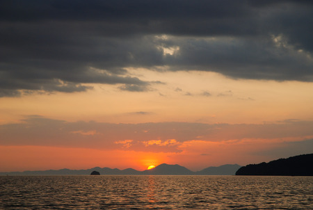 sunset in krabi, thailandの写真素材