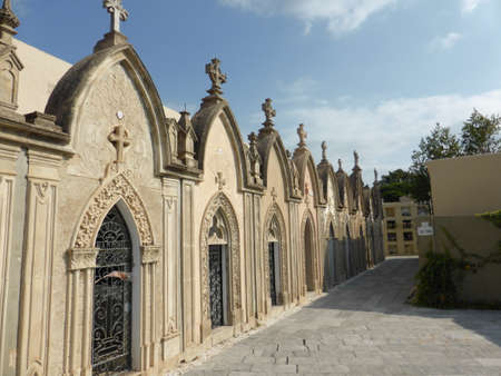 Lloret de Mar, Spain - June 27, 2016, Gravestones in the style of Catalan Art Nouveau on the...