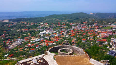 View from the castle on the town of Kruja, Albaniaの写真素材