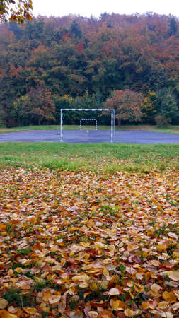 Autumn on the football fieldの写真素材