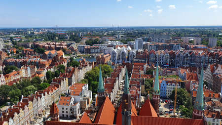 Top view of Gdansk from the tower of St. Mary's Basilica, Poland