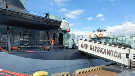 Gdynia, Poland - June 30, 2020: Museum ship ORP Blyskawica at the waterfront in Gdynia, Poland