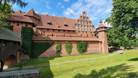 Malbork, Poland - June 25, 2020: Walls of the Teutonic Castle in Malbork, Poland