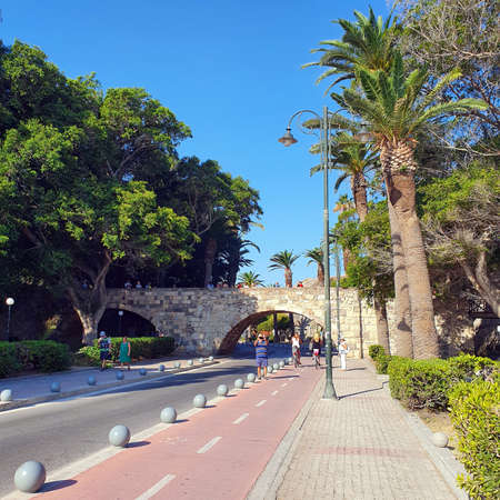Kos, Greece - September 17, 2019: Streets in the center of Kos city, Greece