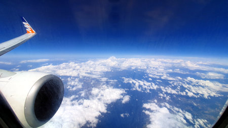 View from the window of the plane on the earth