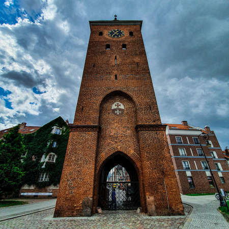 Elblag, Poland - July 21, 2020: Market Gate to the Old Cityのeditorial素材