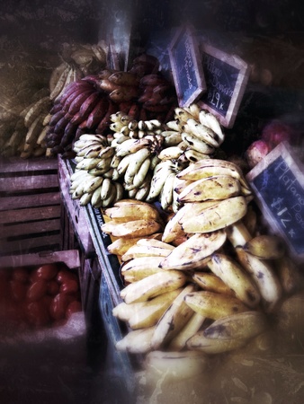 Different color bananas at the farmers marketの素材