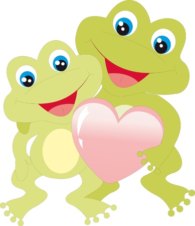 Frogs with heartのイラスト素材