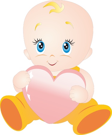 Baby with heartのイラスト素材