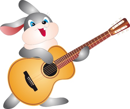 Rabbit with guitarのイラスト素材